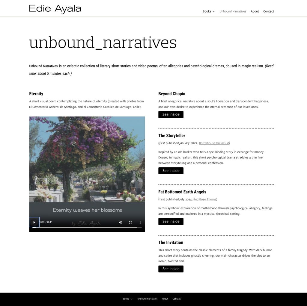Unbound Narratives page from Edie Ayala Book Site Unbound Narratives page from Edie Ayala Book Site